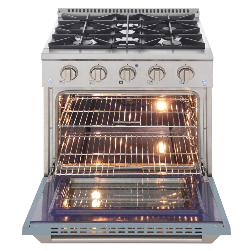 30 in. 4.2 cu. ft. Dual Fuel Range Propane Gas Sealed Burners in Light Blue.