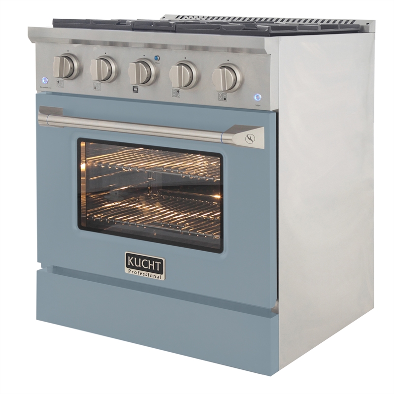 30 in. 4.2 cu. ft. Dual Fuel Range Propane Gas Sealed Burners in Light Blue.