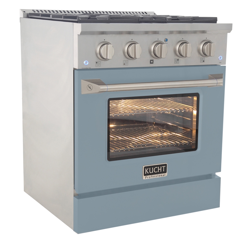30 in. 4.2 cu. ft. Dual Fuel Range Propane Gas Sealed Burners in Light Blue.