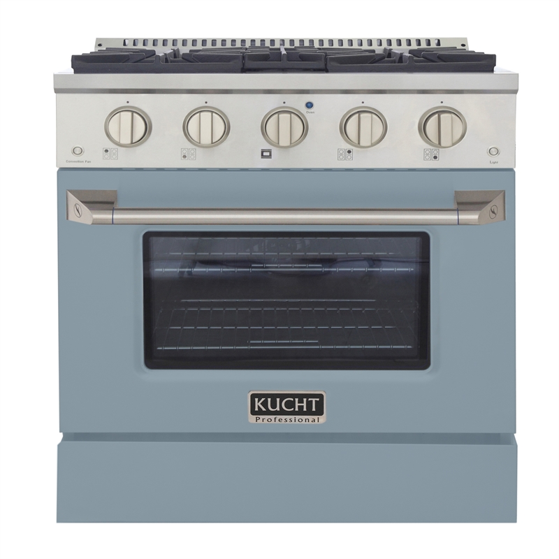 30 in. 4.2 cu. ft. Dual Fuel Range Propane Gas Sealed Burners in Light Blue.
