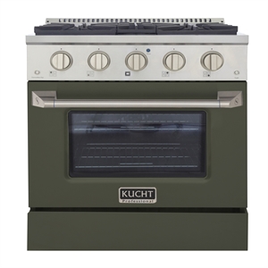 30 in. 4.2 cu. ft. Dual Fuel Range Propane Gas Sealed Burners in Olive Green.