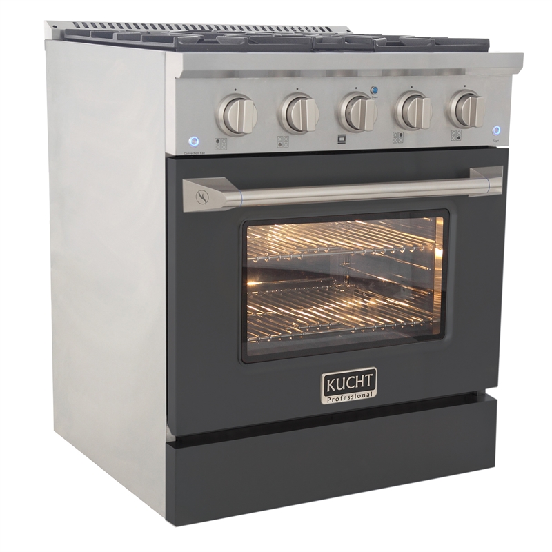 30 in. 4.2 cu. ft. Dual Fuel Range Propane Gas Sealed Burners in Cement Gray.