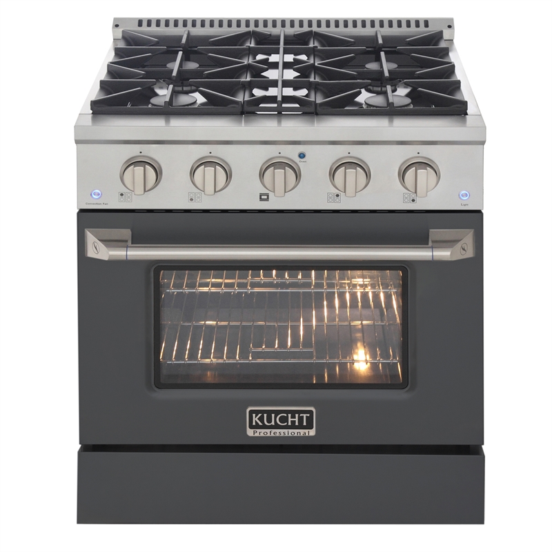 30 in. 4.2 cu. ft. Dual Fuel Range Propane Gas Sealed Burners in Cement Gray.