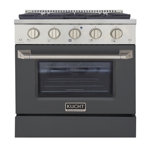30 in. 4.2 cu. ft. Dual Fuel Range Propane Gas Sealed Burners in Cement Gray.