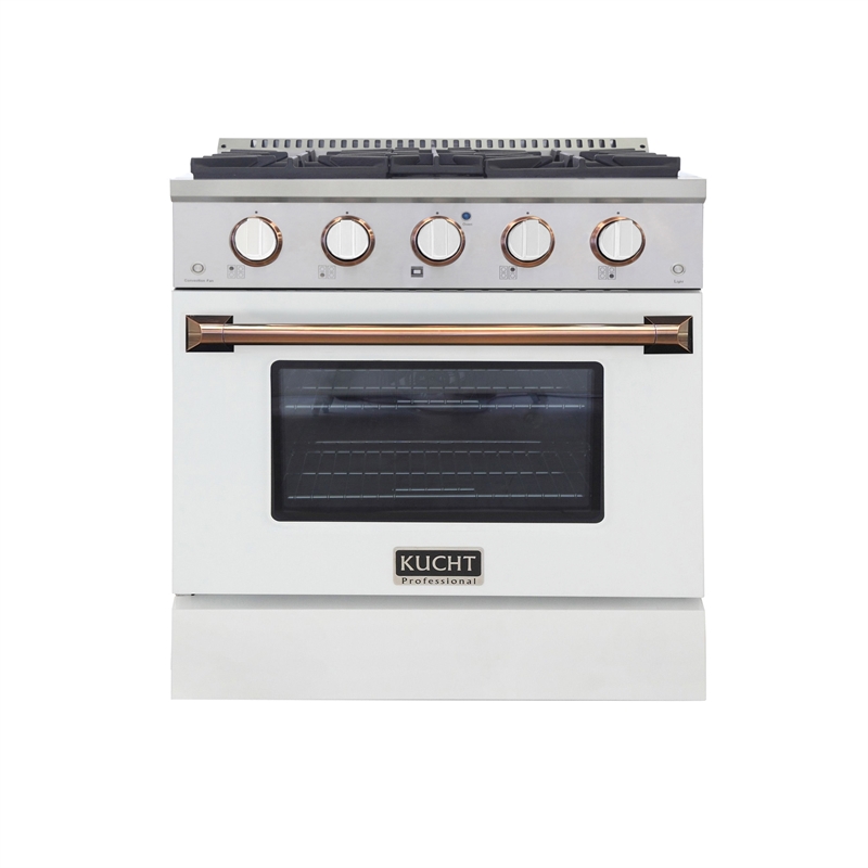 30 in. 4.2 cu. ft. Dual Fuel Range Propane Gas in Gold Handle & Ring Knobs.