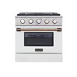 30 in. 4.2 cu. ft. Dual Fuel Range Propane Gas in Gold Handle & Ring Knobs.