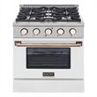 30 in. 4.2 cu. ft. Dual Fuel Range Propane Gas in Gold Handle & Ring Knobs.