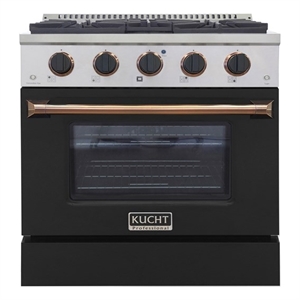 30 in. 4.2 cu. ft. Dual Fuel Range Propane Gas in Gold Handle & Gold Ring Knobs.