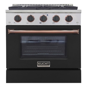 30 in. 4.2 cu. ft. Dual Fuel Range Propane Gas in Rose Gold Handle & Ring Knobs.