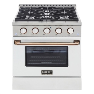 30 in. 4.2 cu. Dual Fuel Range Propane Gas in Silver Gold Handle & Rings Knobs.
