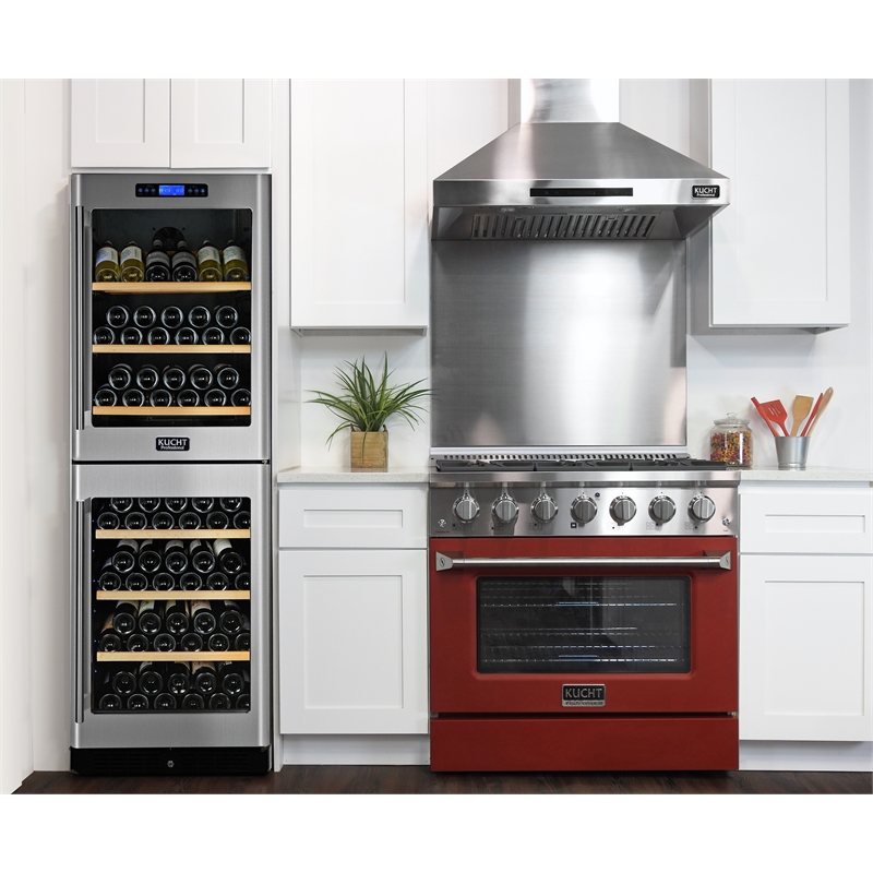 36 in. 5.2 cu. ft Dual Fuel Range for Natural Gas Sealed Burners in Red.