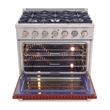 36 in. 5.2 cu. ft Dual Fuel Range for Natural Gas Sealed Burners in Red.
