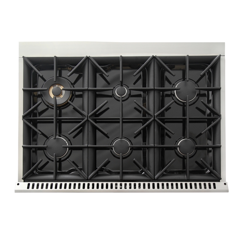 36 in. 5.2 cu. ft Dual Fuel Range for Natural Gas Sealed Burners in Red.