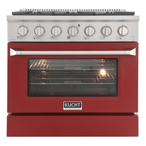 36 in. 5.2 cu. ft Dual Fuel Range for Propane Gas Sealed Burners in Red.