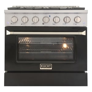 36 in. 5.2 cu. ft Dual Fuel Range for Propane Gas Sealed Burners in Black.