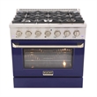 36 in. 5.2 cu. ft. Dual Fuel Range for Propane Gas Sealed Burners in Blue.