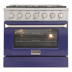 36 in. 5.2 cu. ft. Dual Fuel Range for Propane Gas Sealed Burners in Blue.