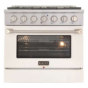 36 in. 5.2 cu. ft Dual Fuel Range for Propane Gas Sealed Burners in White.