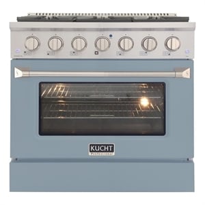 36 in. 5.2 cu. ft Dual Fuel Range for Propane Gas Sealed Burners in Light Blue.