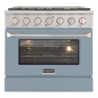 36 in. 5.2 cu. ft Dual Fuel Range for Propane Gas Sealed Burners in Light Blue.