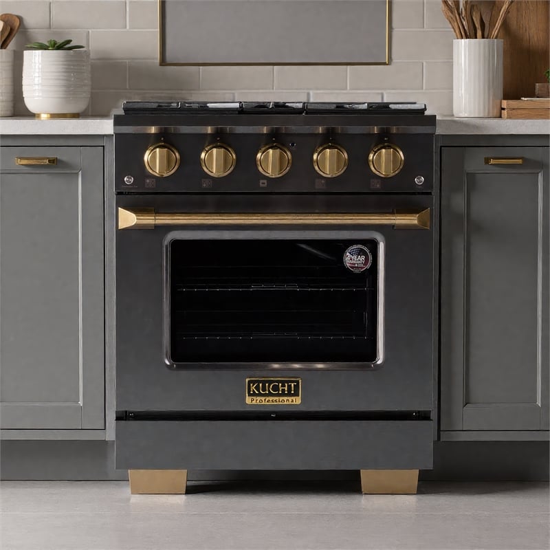 30 in. 5.2 cu. ft. Dual Fuel Range Natural Gas in Titanium Stainless Steel