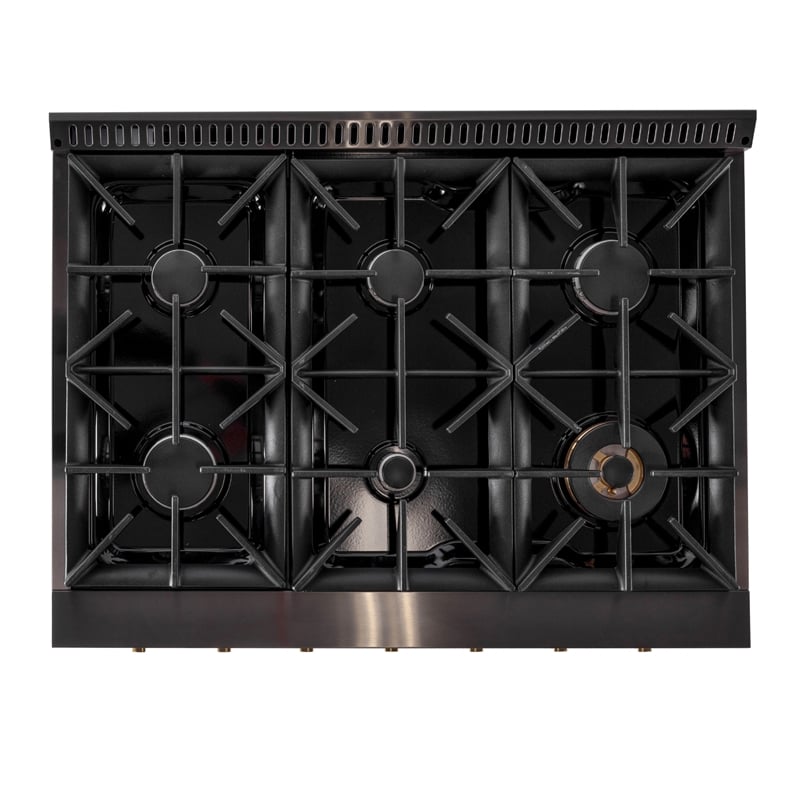 36 in. 5.2 cu. ft. Dual Fuel Range Natural Gas Sealed Burners Titanium Stainless