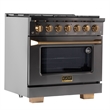 36 in. 5.2 cu. ft. Dual Fuel Range for Propane Gas in Titanium Stainless Steel