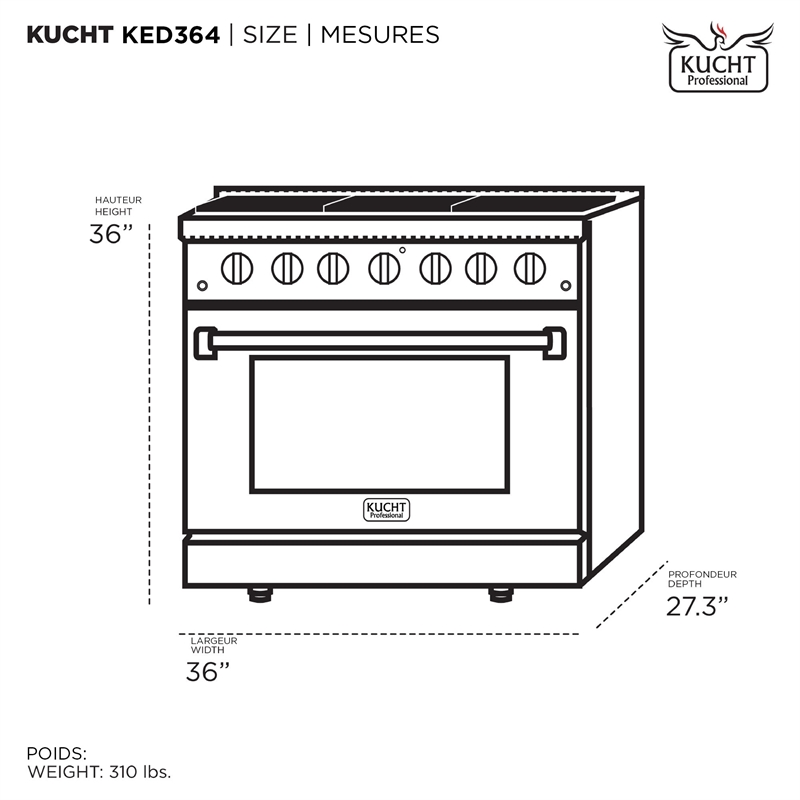 36 in. 5.2 cu. ft. Dual Fuel Range for Propane Gas in Titanium Stainless Steel