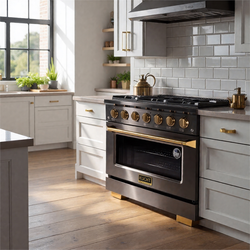 36 in. 5.2 cu. ft. Dual Fuel Range for Propane Gas in Titanium Stainless Steel