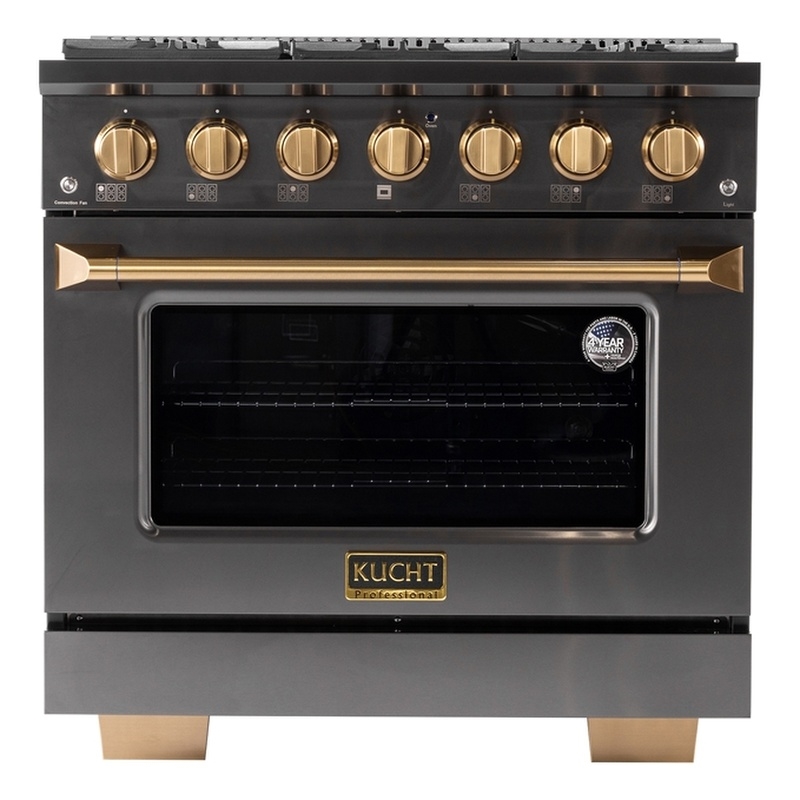 36 in. 5.2 cu. ft. Dual Fuel Range for Propane Gas in Titanium Stainless Steel