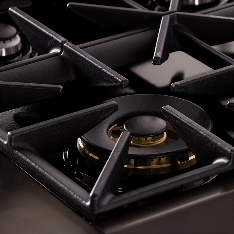 36 in. 5.2 cu. ft. Dual Fuel Range for Propane Gas in Titanium Stainless Steel