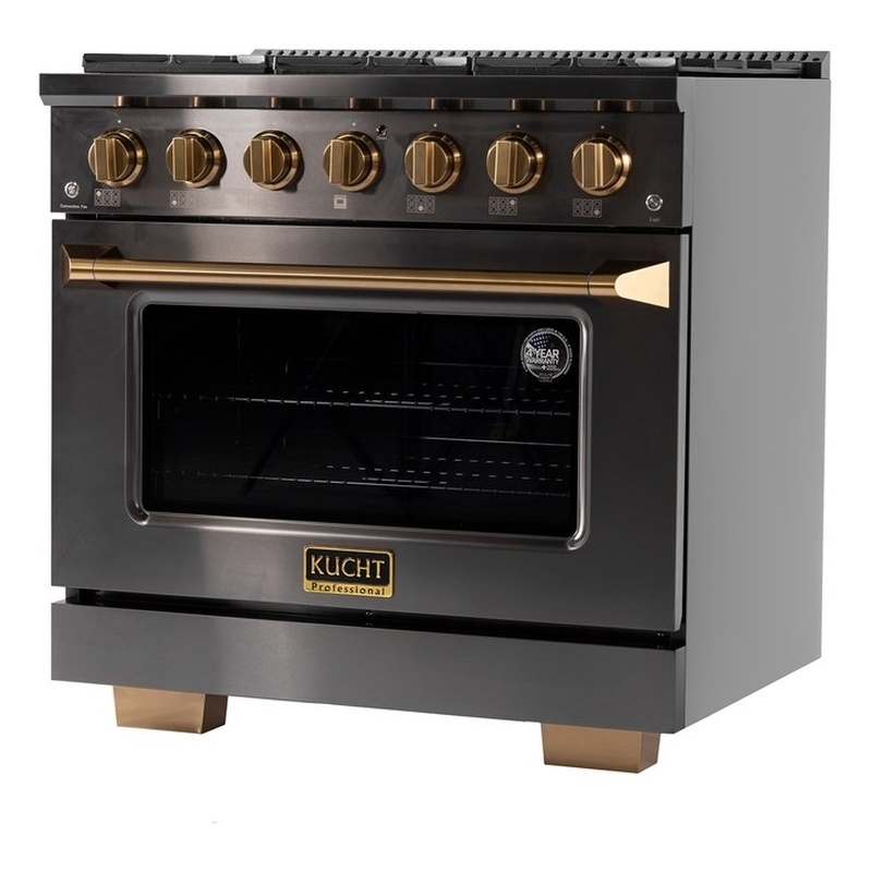 36 in. 5.2 cu. ft. Dual Fuel Range for Propane Gas in Titanium Stainless Steel