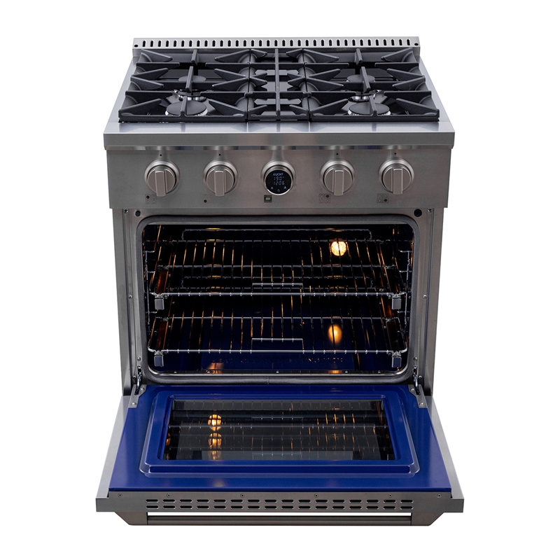 30 in. 4.2 cu. ft. 4 Burners Dual Fuel Range for Natural Gas in Stainless Steel.