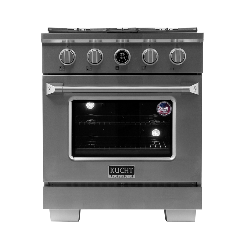 30 in. 4.2 cu. ft. 4 Burners Dual Fuel Range for Natural Gas in Stainless Steel.