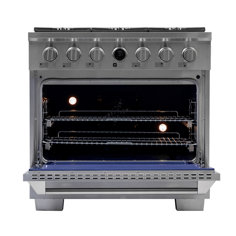 36 in. 5.2 cu. ft. 6 Burners Dual Fuel Range for Natural Gas in Stainless Steel.