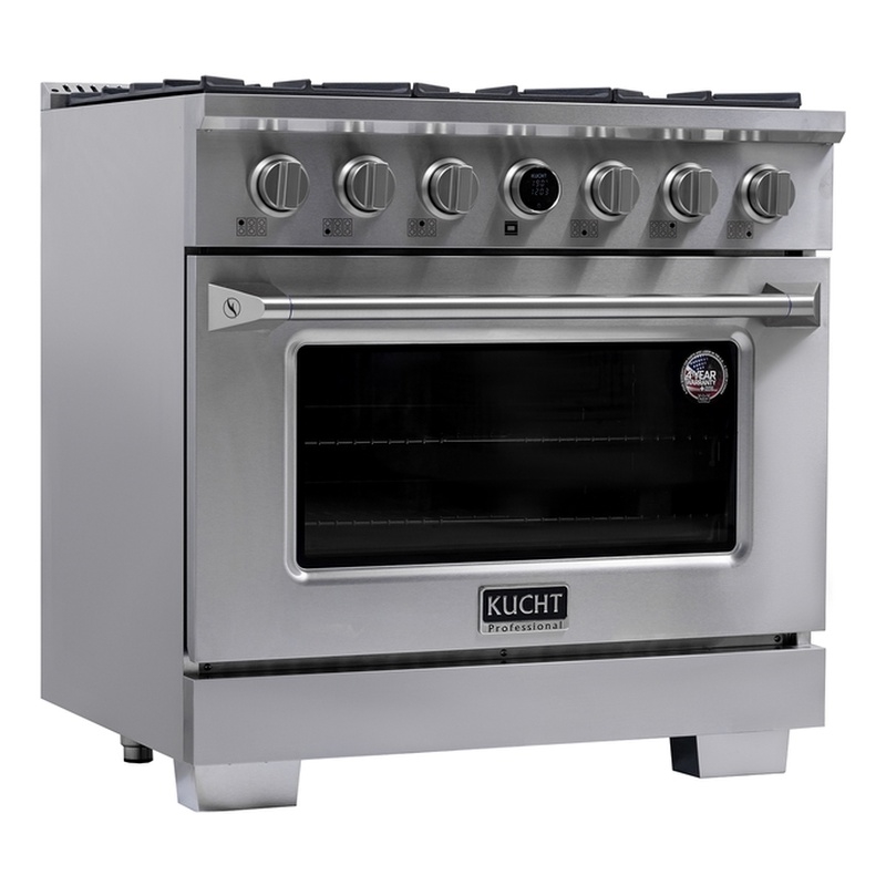 36 in. 5.2 cu. ft. 6 Burners Dual Fuel Range for Natural Gas in Stainless Steel.