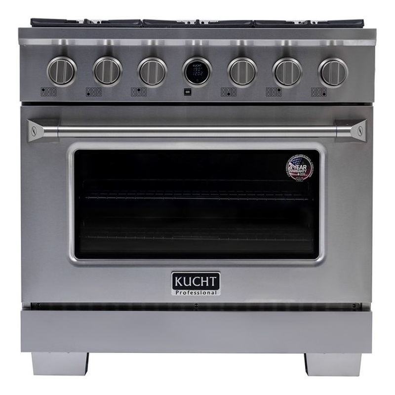 36 in. 5.2 cu. ft. 6 Burners Dual Fuel Range for Natural Gas in Stainless Steel.
