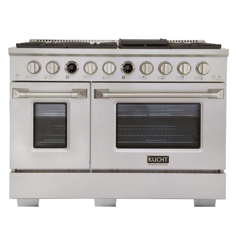 48 in. 6.7 cu. ft. 8 Burners Dual Fuel Range for Natural Gas in Stainless Steel.