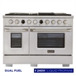 48 in. 6.7 cu. ft. 8 Burners Dual Fuel Range for Propane Gas in Stainless Steel.