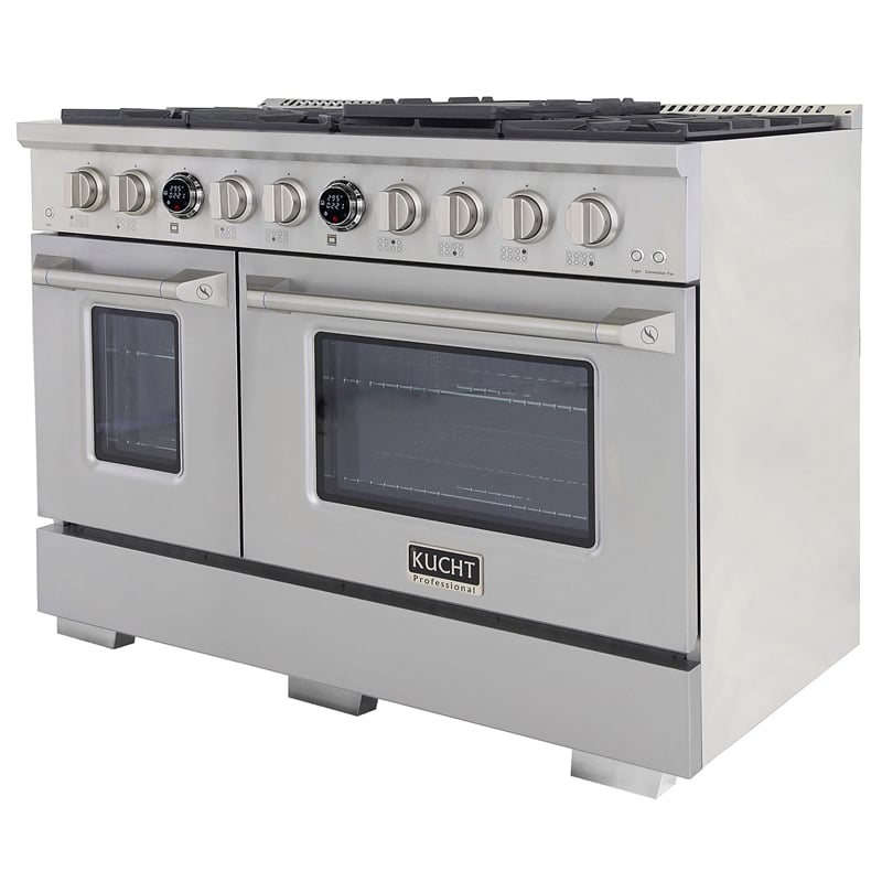 48 in. 6.7 cu. ft. 8 Burners Dual Fuel Range for Propane Gas in Stainless Steel.