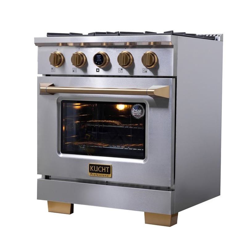 30 in. 4.2 cu. ft. 4 Burners Dual Fuel Range for Natural Gas in Stainless Steel