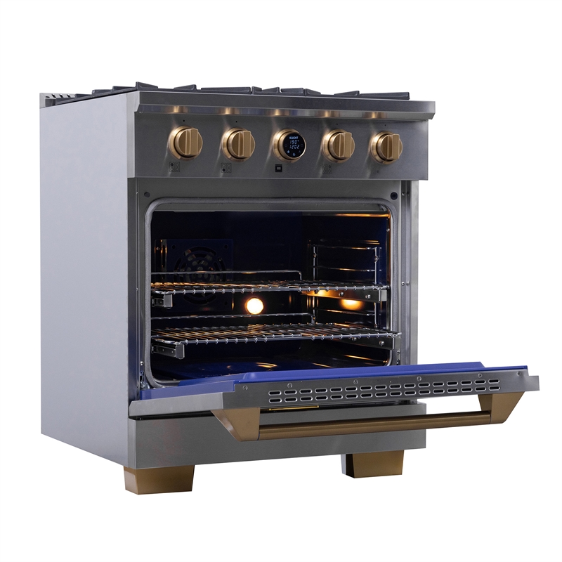30 in. 4.2 cu.ft. 4-Burners Dual Fuel Range Propane Gas in Stainless Steel Steel