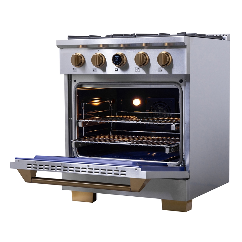 30 in. 4.2 cu.ft. 4-Burners Dual Fuel Range Propane Gas in Stainless Steel Steel