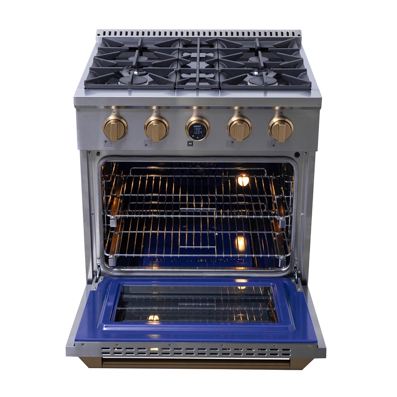 30 in. 4.2 cu.ft. 4-Burners Dual Fuel Range Propane Gas in Stainless Steel Steel