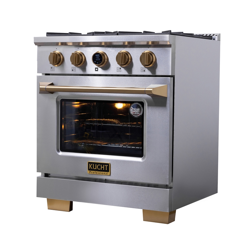 30 in. 4.2 cu.ft. 4-Burners Dual Fuel Range Propane Gas in Stainless Steel Steel
