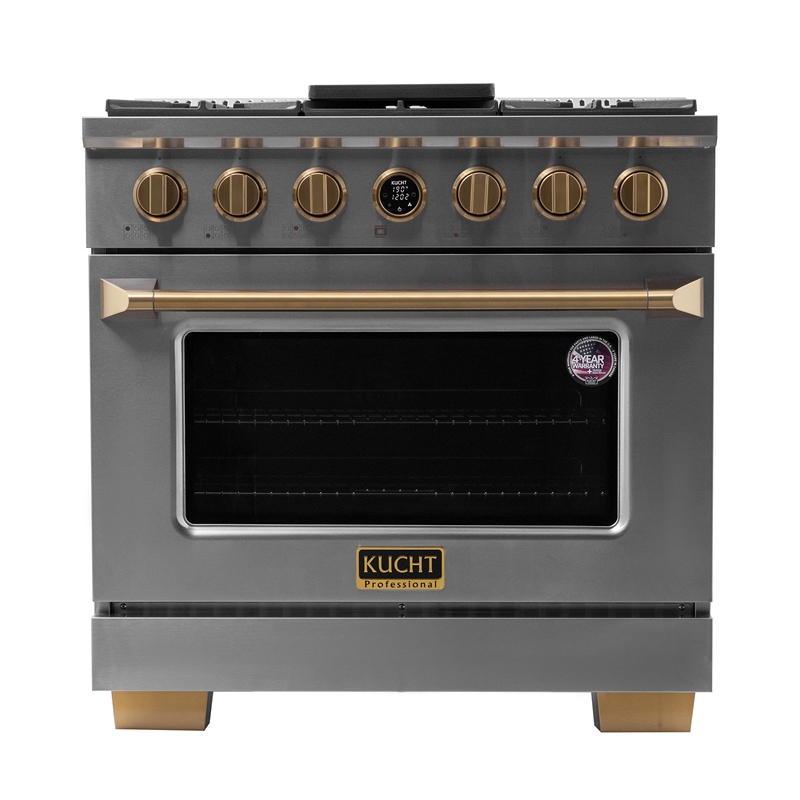 36 in. 5.2 cu. ft. 6 Burners Dual Fuel Range for Natural Gas in Stainless Steel