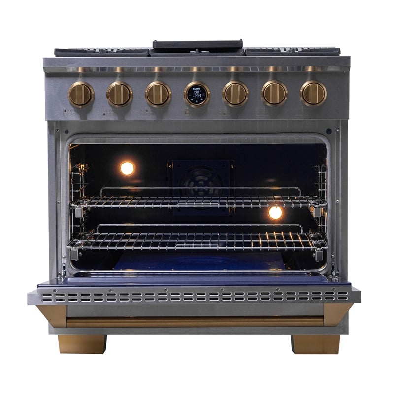 36 in. 5.2 cu. ft. 6 Burners Dual Fuel Range for Natural Gas in Stainless Steel