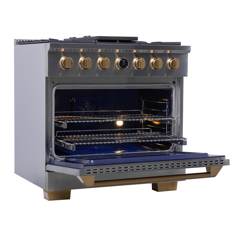 36 in. 5.2 cu. ft. 6 Burners Dual Fuel Range for Natural Gas in Stainless Steel