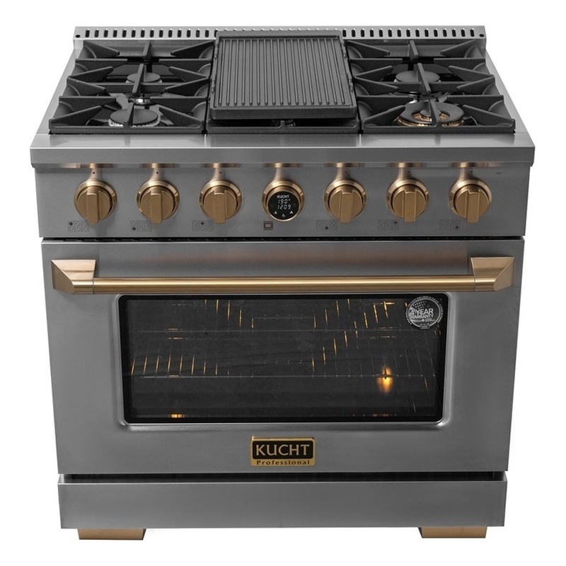36 in. 5.2 cu. ft. 6 Burners Dual Fuel Range for Natural Gas in Stainless Steel