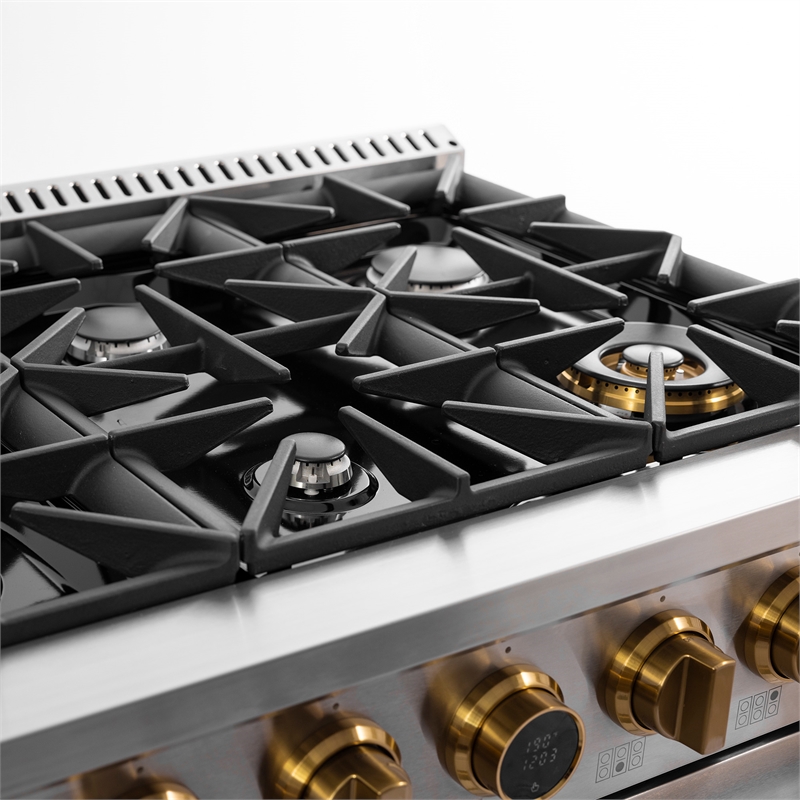 36 in. 5.2 cu. ft. 6 Burners Dual Fuel Range for Propane Gas in Stainless Steel